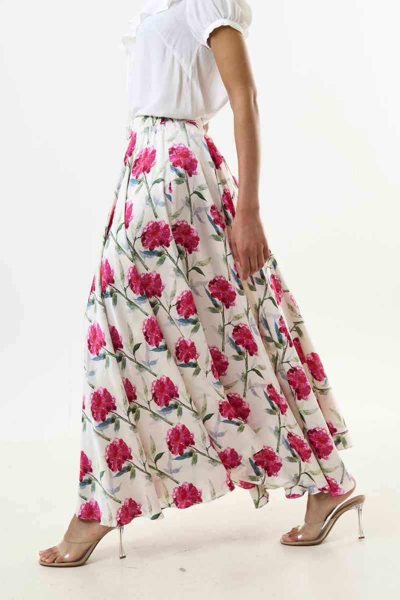 Agatha Loveflower Print Circle Midi Skirt