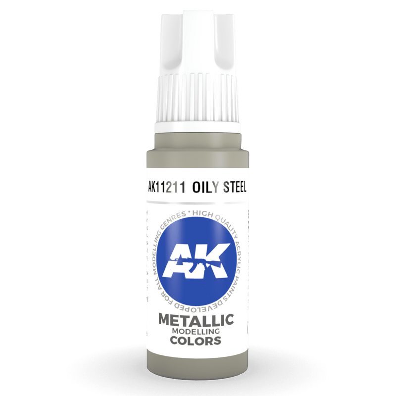 AK Interactive 3rd Gen Acrylic - Oily Steel 17ml AK11211