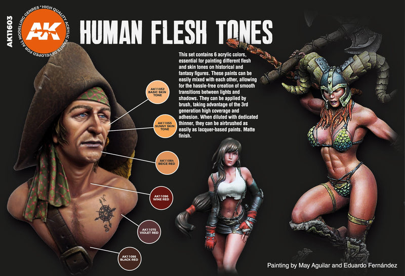AK Interactive 3rd Gen Acrylics Human Flesh Tones Set