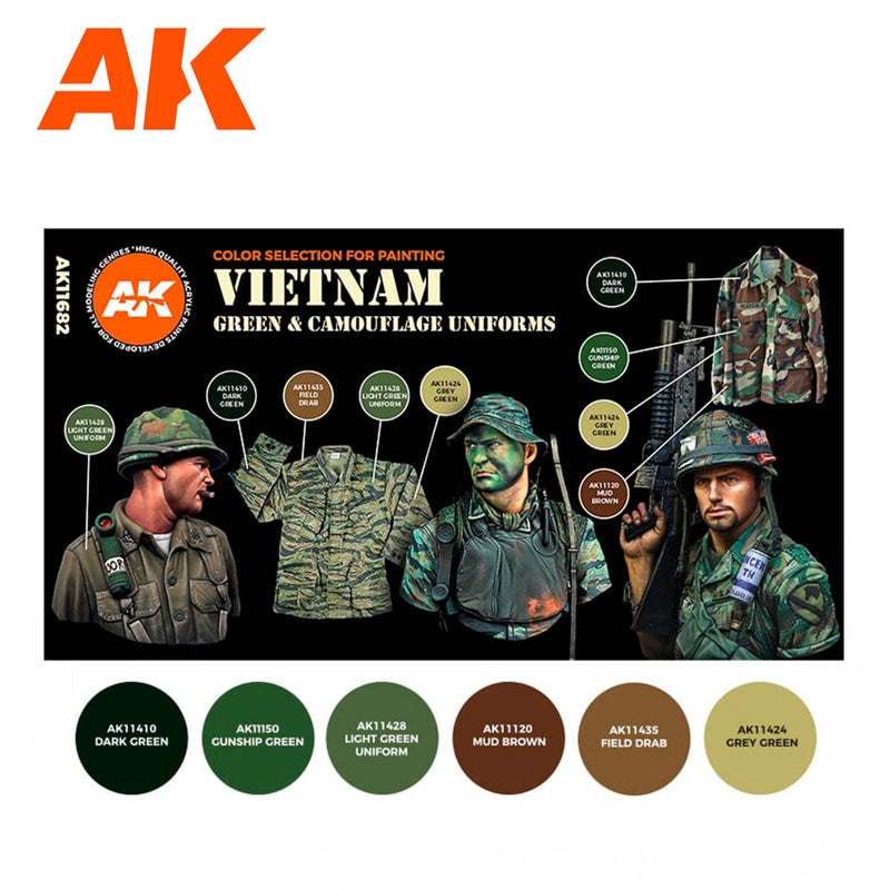 AK Interactive - Vietnam Green And Camouflage Colors 3G