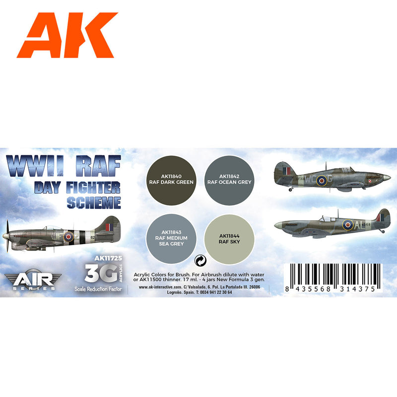 AK Interactive 3rd Gen Aircraft Paint Set - WWII RAF Day Fighter Scheme Set