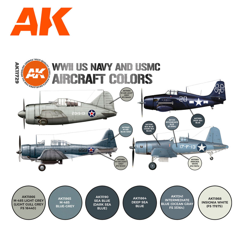 AK Interactive - WWII US Navy & Usmc Aircraft Colors Set 3G