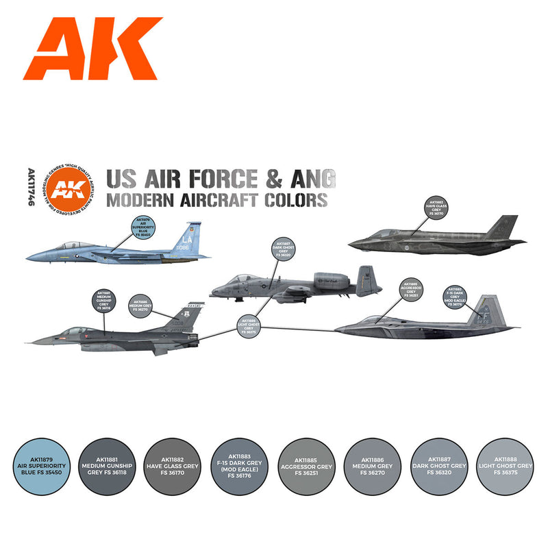 AK Interactive - US Air Force & Ang Modern Aircraft Colors Set 3G
