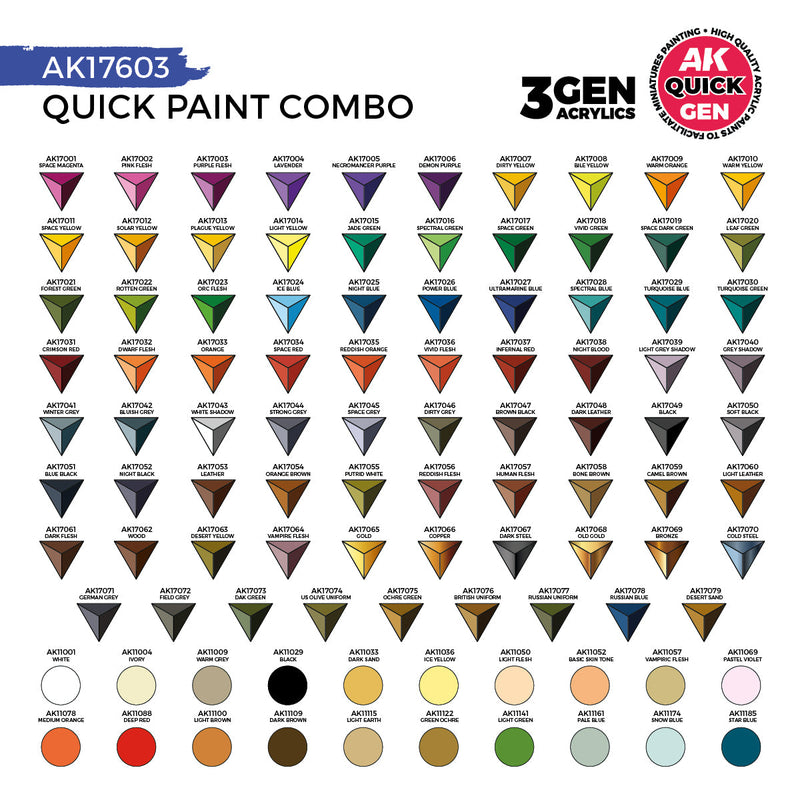 AK Interactive Quick Gen Paint Combo Set 100 Colors AK17603
