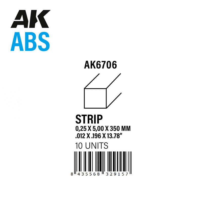 AK Interactive - Strips 0.25mm x 5mm x 350mm - ABS Strip