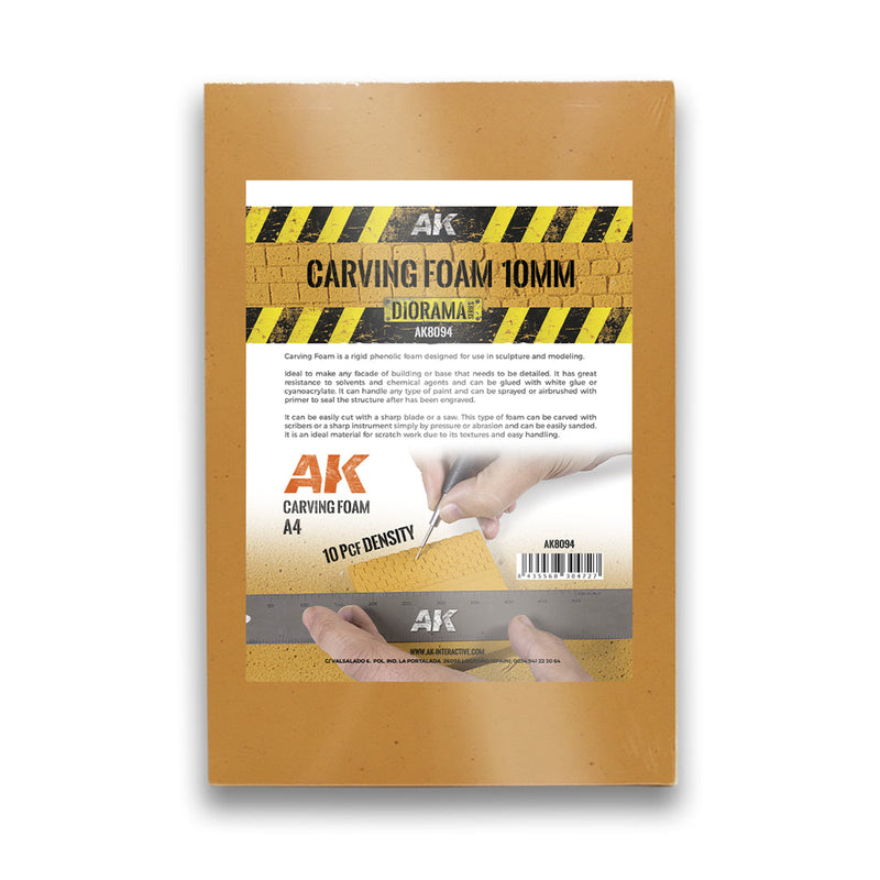 AK Interactive - Carving Foam 10mm A4 Size (305 x 228mm)