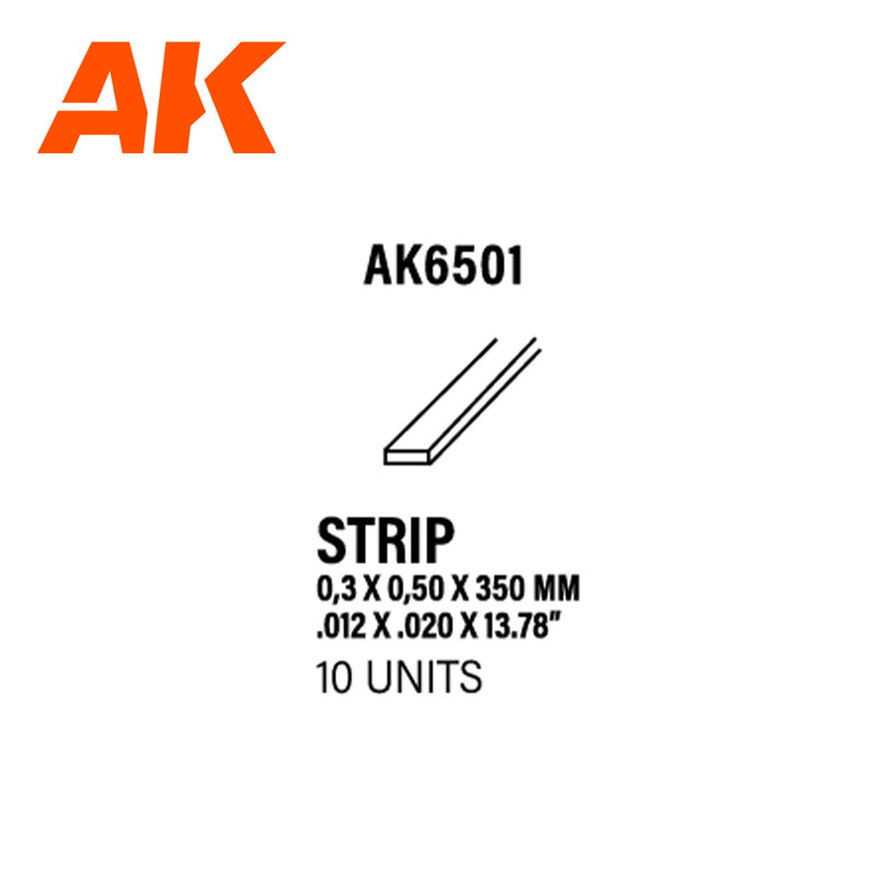 AK Interactive - Strips 0.30 x 0.50 x 350mm - Styrene Strip