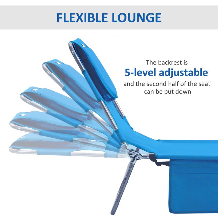 Foldable Sun Lounger with Reading Hole - Blue