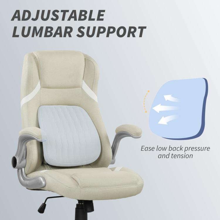 Linen-Look Office Chair, with Adjustable Height and Tension - Beige