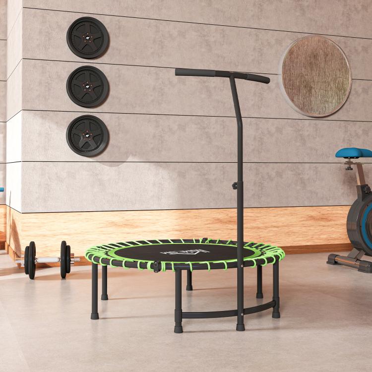 Mini Round Steel Frame Trampoline w/ Adjustable Handle, Green