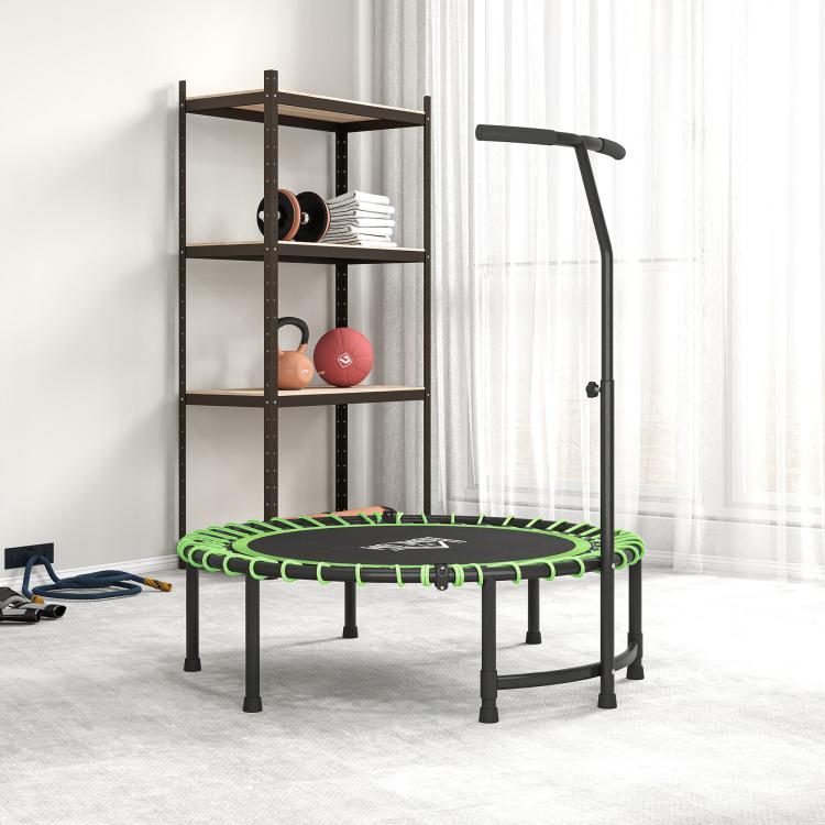 Mini Round Steel Frame Trampoline w/ Adjustable Handle, Green