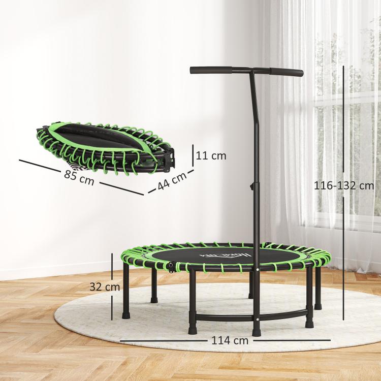 Mini Round Steel Frame Trampoline w/ Adjustable Handle, Green