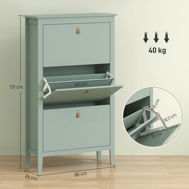 Modern Three-Drawer Shoe Cabinet - Green