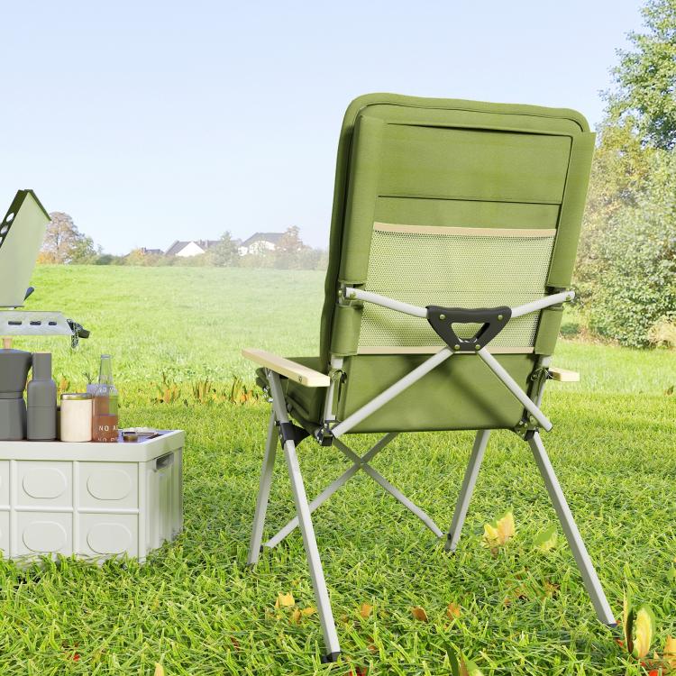 Portable Padded Camping Chair, with Bag - Green