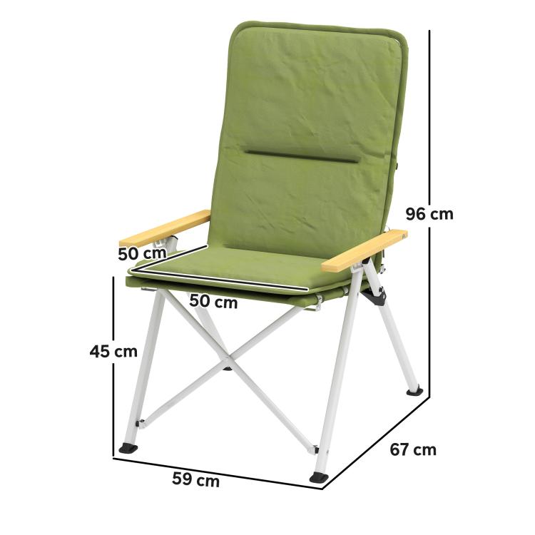 Portable Padded Camping Chair, with Bag - Green