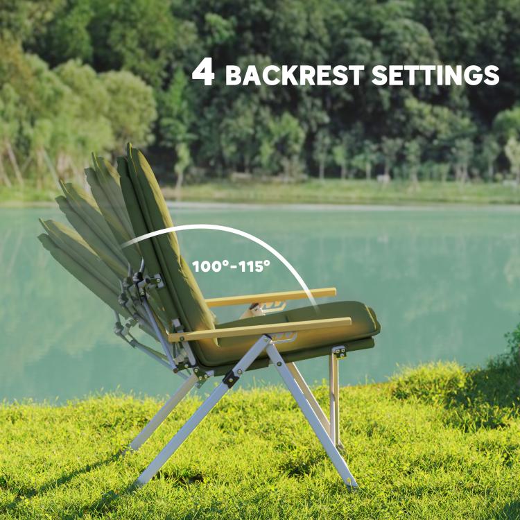 Portable Padded Camping Chair, with Bag - Green