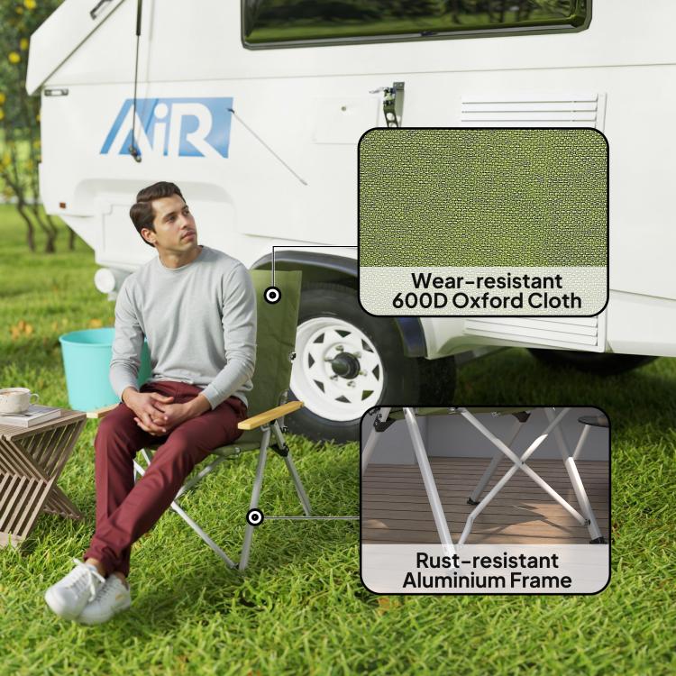 Portable Padded Camping Chair, with Bag - Green