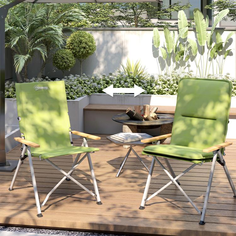 Portable Padded Camping Chair, with Bag - Green