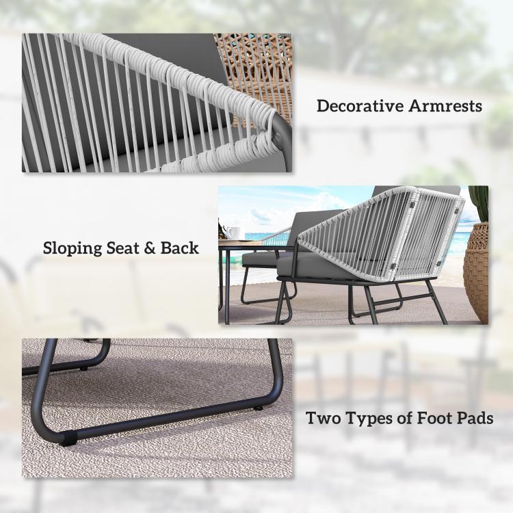 Four-Piece Rattan Strong Panel Outdoor Sofa Set - Grey