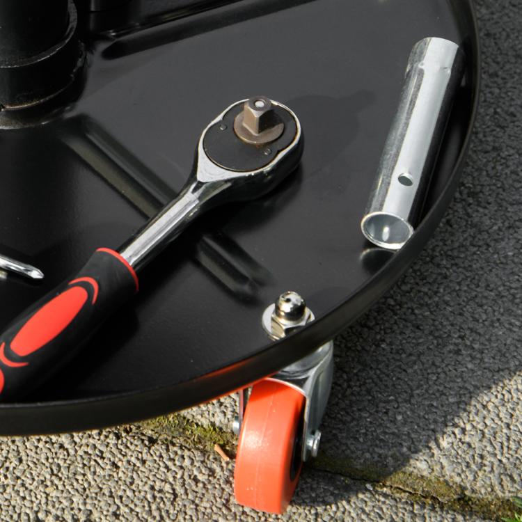 Rolling Mechanical Stool, Pneumatic Adjustable Workshop Stool with Tool Tray, Wheels - Black