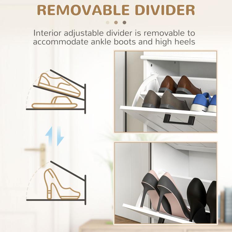Two-Drawer Minimalistic 10-Shoe Cabinet - White
