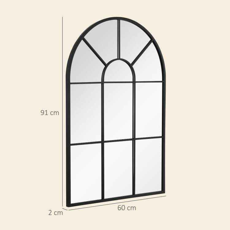 90 X 61cm Arched Grid Mirror - Black