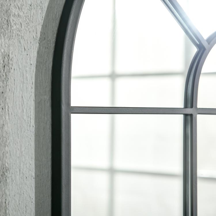 90 X 61cm Arched Grid Mirror - Black