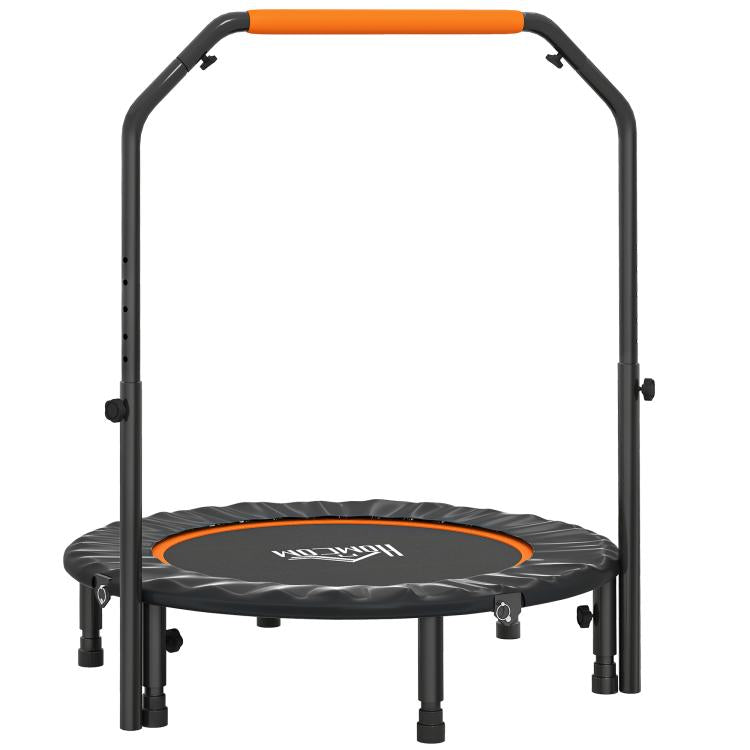 40 inch Foldable Mini Fitness Trampoline, with Adjustable Foam Handle, Orange