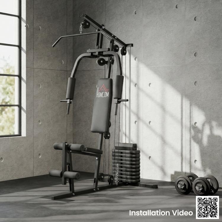 Multifunction Home Gym Machine, with 45kg Weight Stacks, for Strength Training