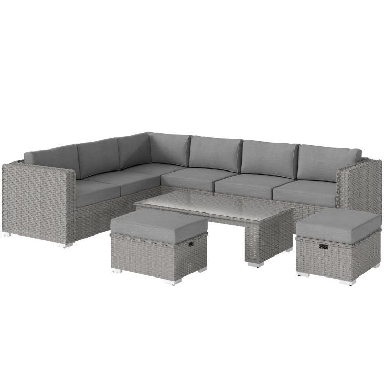 Six-Piece Rattan Sofa Set - Mixed Grey