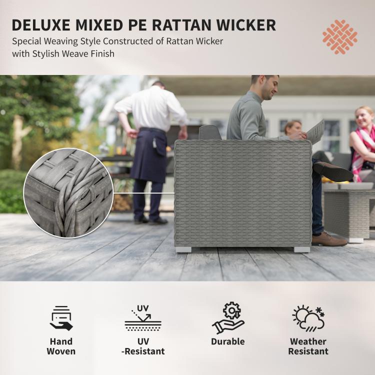 Six-Piece Rattan Sofa Set - Mixed Grey