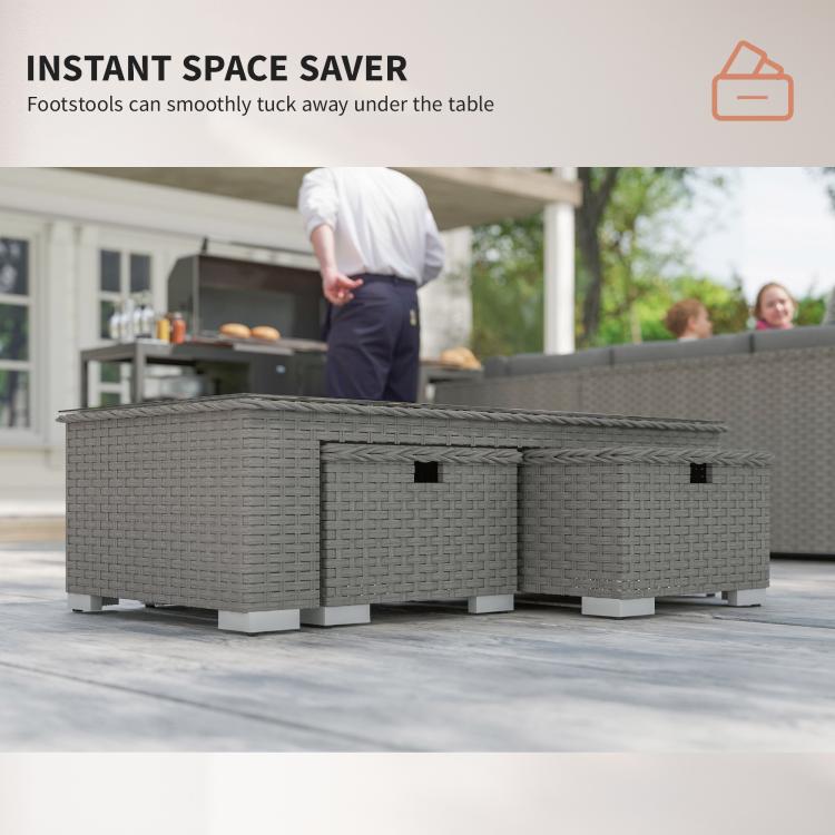 Six-Piece Rattan Sofa Set - Mixed Grey
