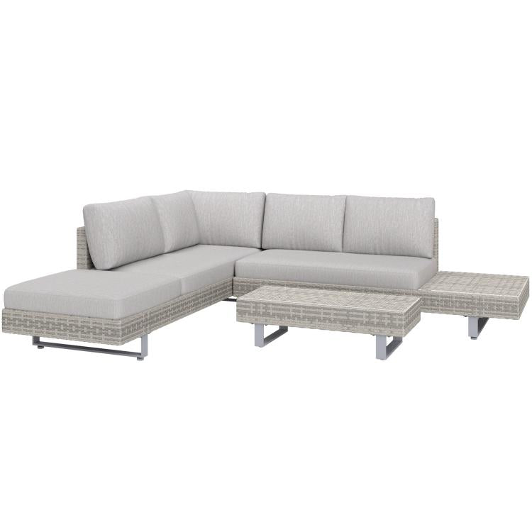 Three-Piece Rattan Sofa Set, with Cushions - Grey