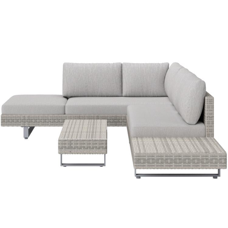 Three-Piece Rattan Sofa Set, with Cushions - Grey