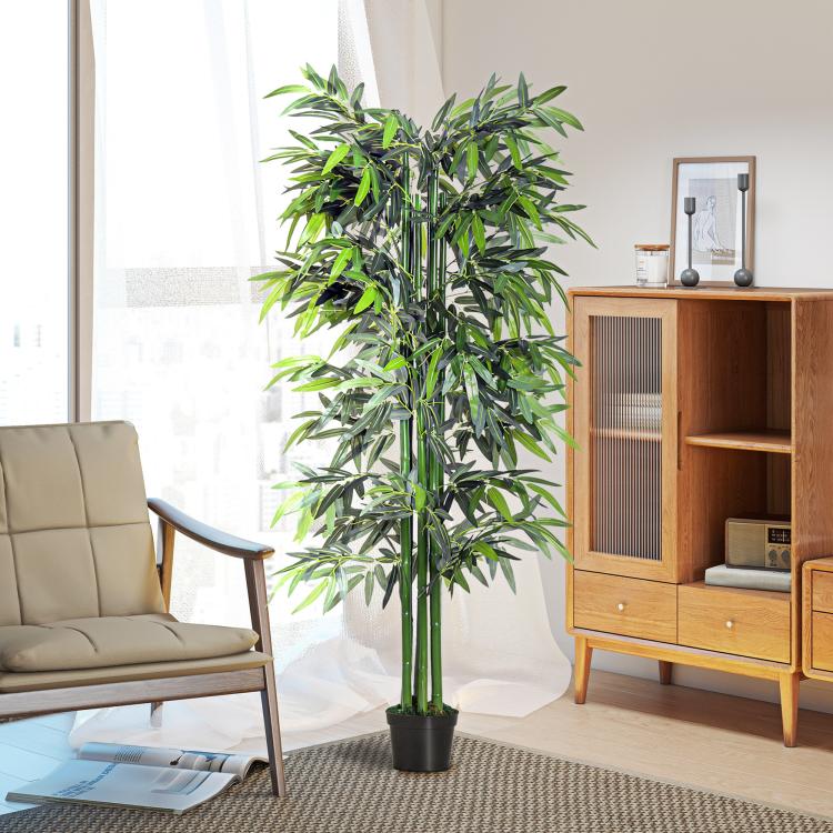 6ft Artificial Bamboo Tree Plant Greenery in A Pot for Home Office Planter 1.8M