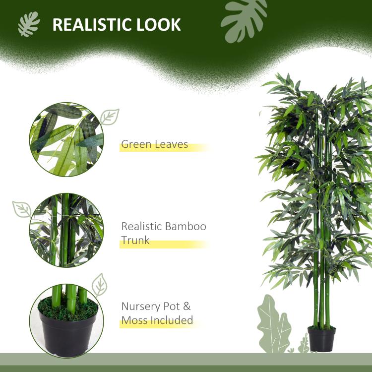 6ft Artificial Bamboo Tree Plant Greenery in A Pot for Home Office Planter 1.8M