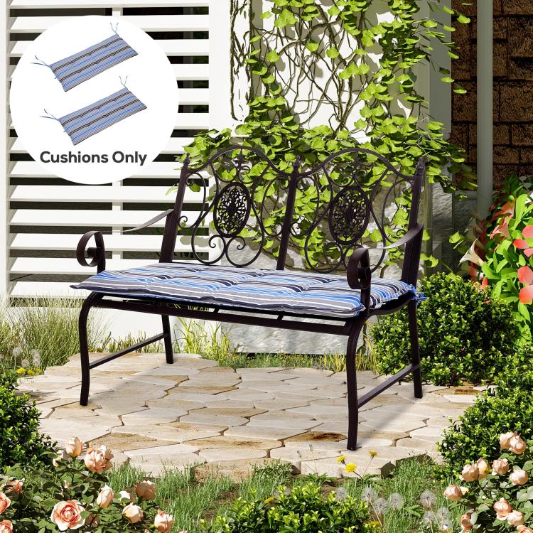 Polyester Set Of 2 Swing Chair Cushion Blue Stripes