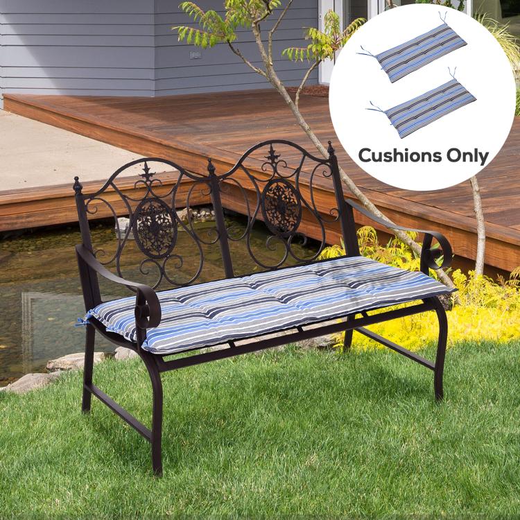 Polyester Set Of 2 Swing Chair Cushion Blue Stripes