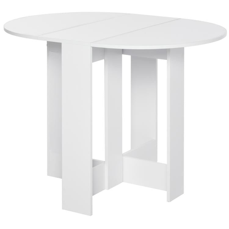 Space-saving Drop Leaf Table, Folding Dining Table for Small Space, Kitchen, Dining Room, White