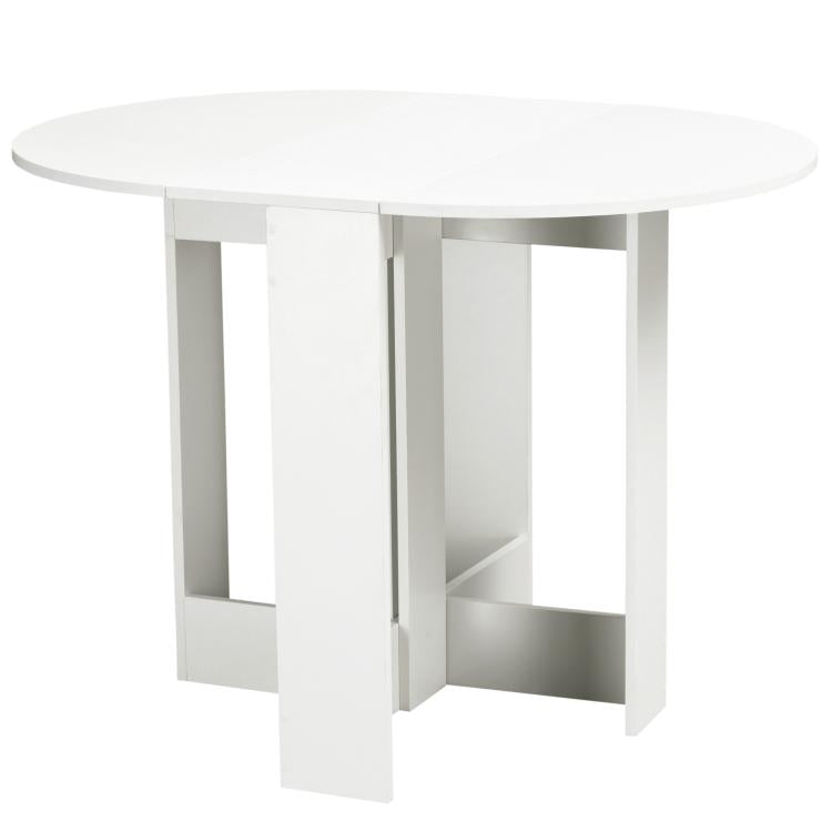 Space-saving Drop Leaf Table, Folding Dining Table for Small Space, Kitchen, Dining Room, White
