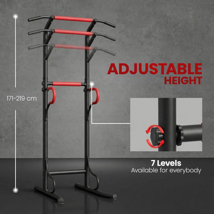 Steel Multi-Use Exercise Power Tower Pull Up Station Adjustable Height W/ Grips