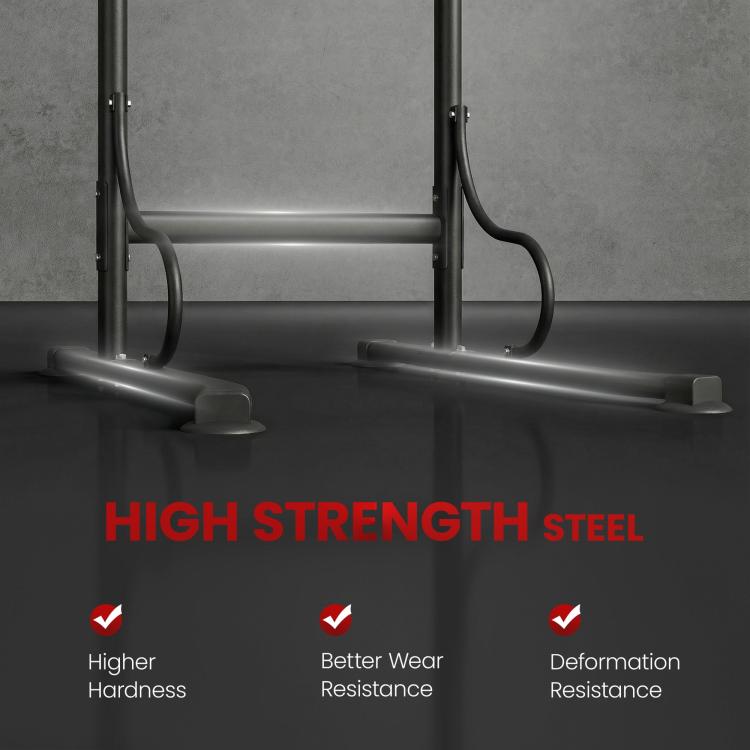 Steel Multi-Use Exercise Power Tower Pull Up Station Adjustable Height W/ Grips