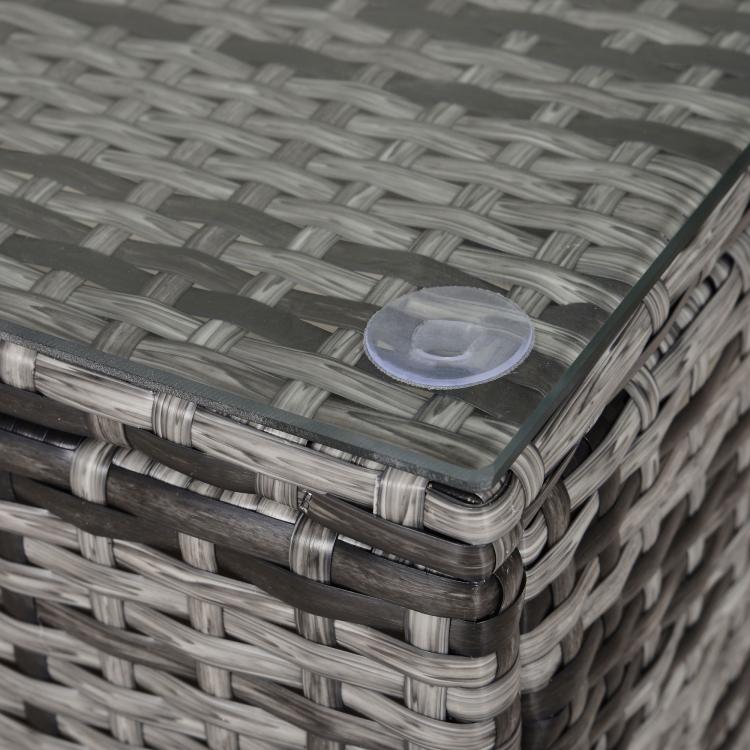 PE Rattan Garden Coffee Table, with Glass Table Top - Grey