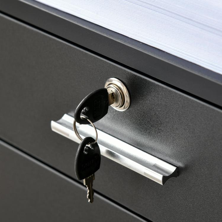 Lockable Two-Drawer Filing Cabinet, with Wheels - Black