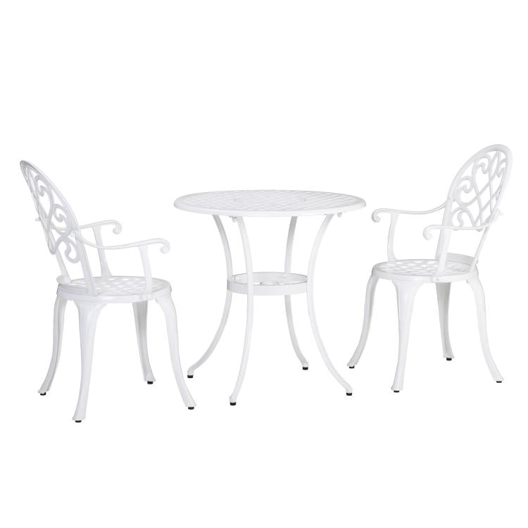 Three-Piece Elegant Aluminium Garden Set - White