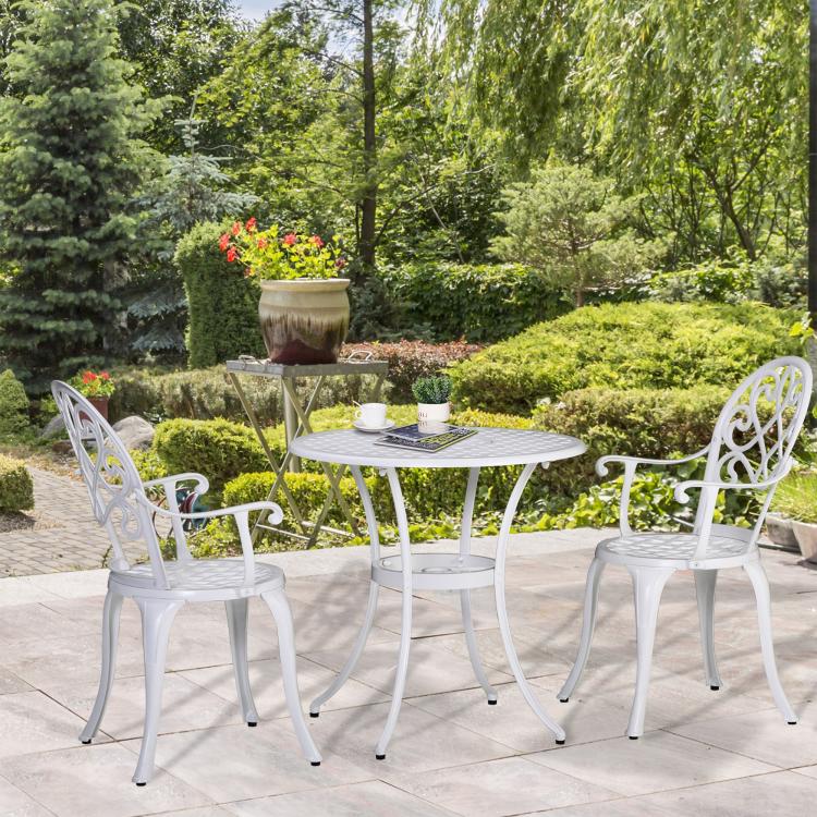 Three-Piece Elegant Aluminium Garden Set - White