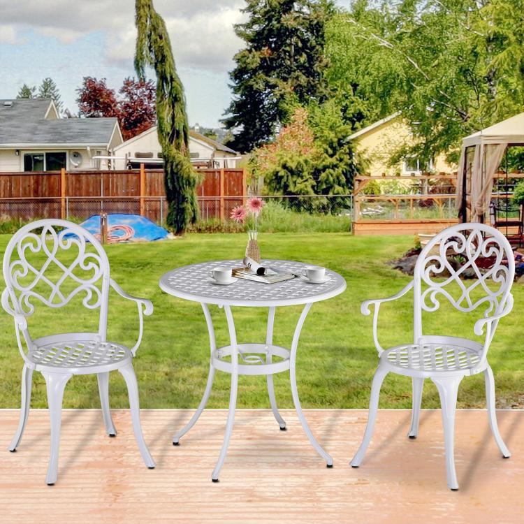 Three-Piece Elegant Aluminium Garden Set - White