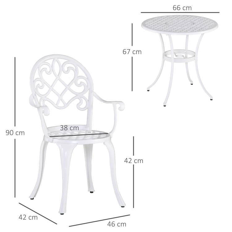 Three-Piece Elegant Aluminium Garden Set - White