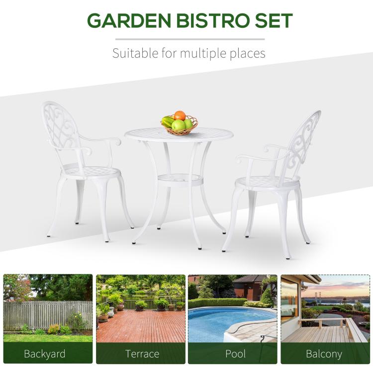 Three-Piece Elegant Aluminium Garden Set - White