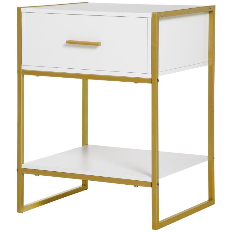 Modern Bedside Table - White